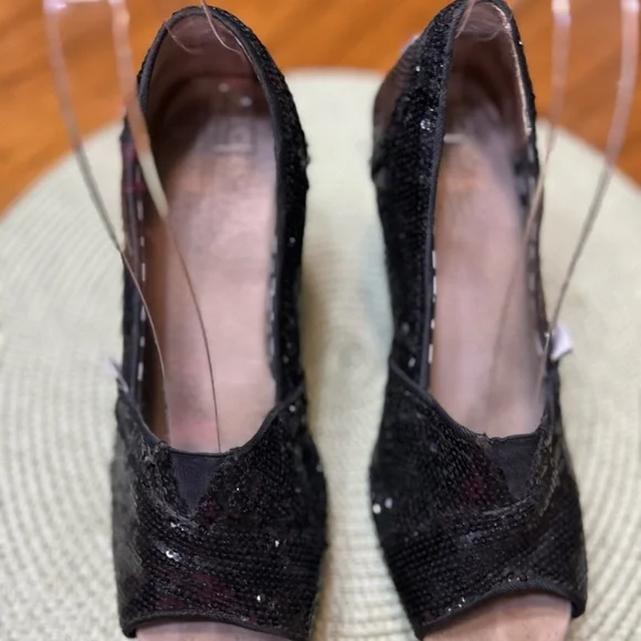 Toms Black Sequin Wedges - Picture 9 of 10